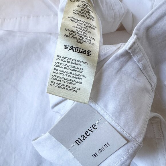 NWT Anthropologie Colette Maeve Scallop Pocket Linen Wide-Leg Pants White 27 - Picture 9 of 12